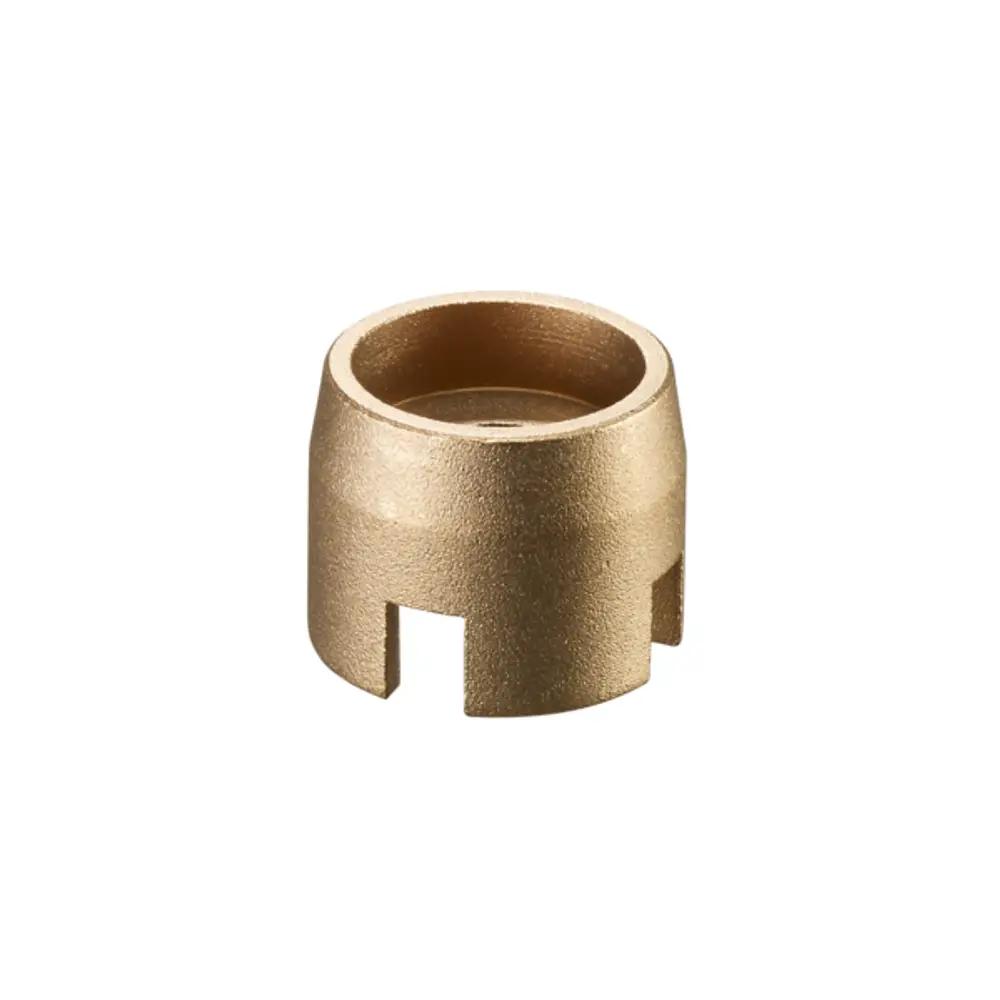 Blockierkappe aus Metall in Goldfarbe, mit abgerundetem Design und zwei seitlichen Schlitzen, hergestellt von Oventrop.